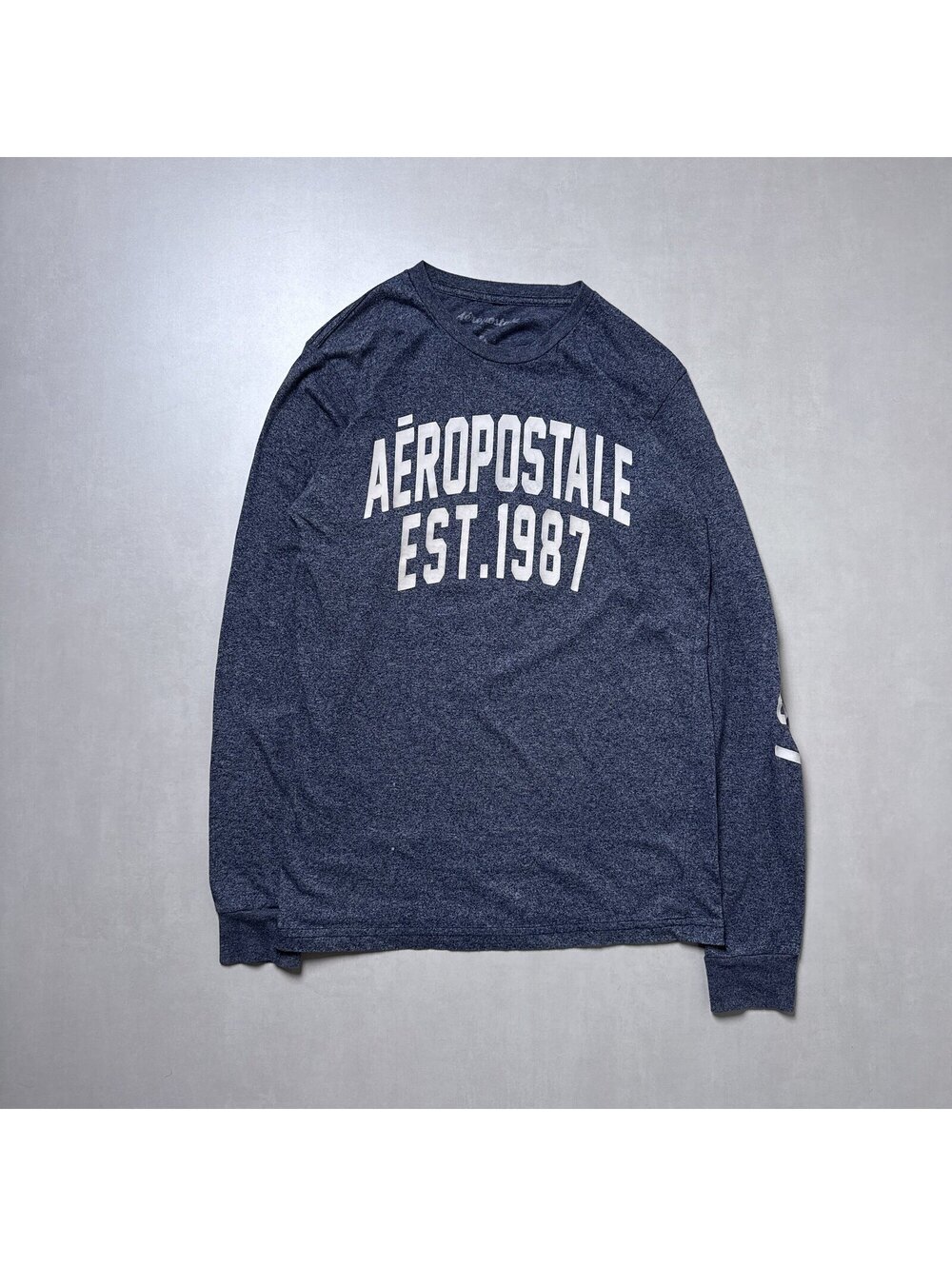 Y2K Aeropostale 00s Navy Long Sleeve Logo Tee Medium